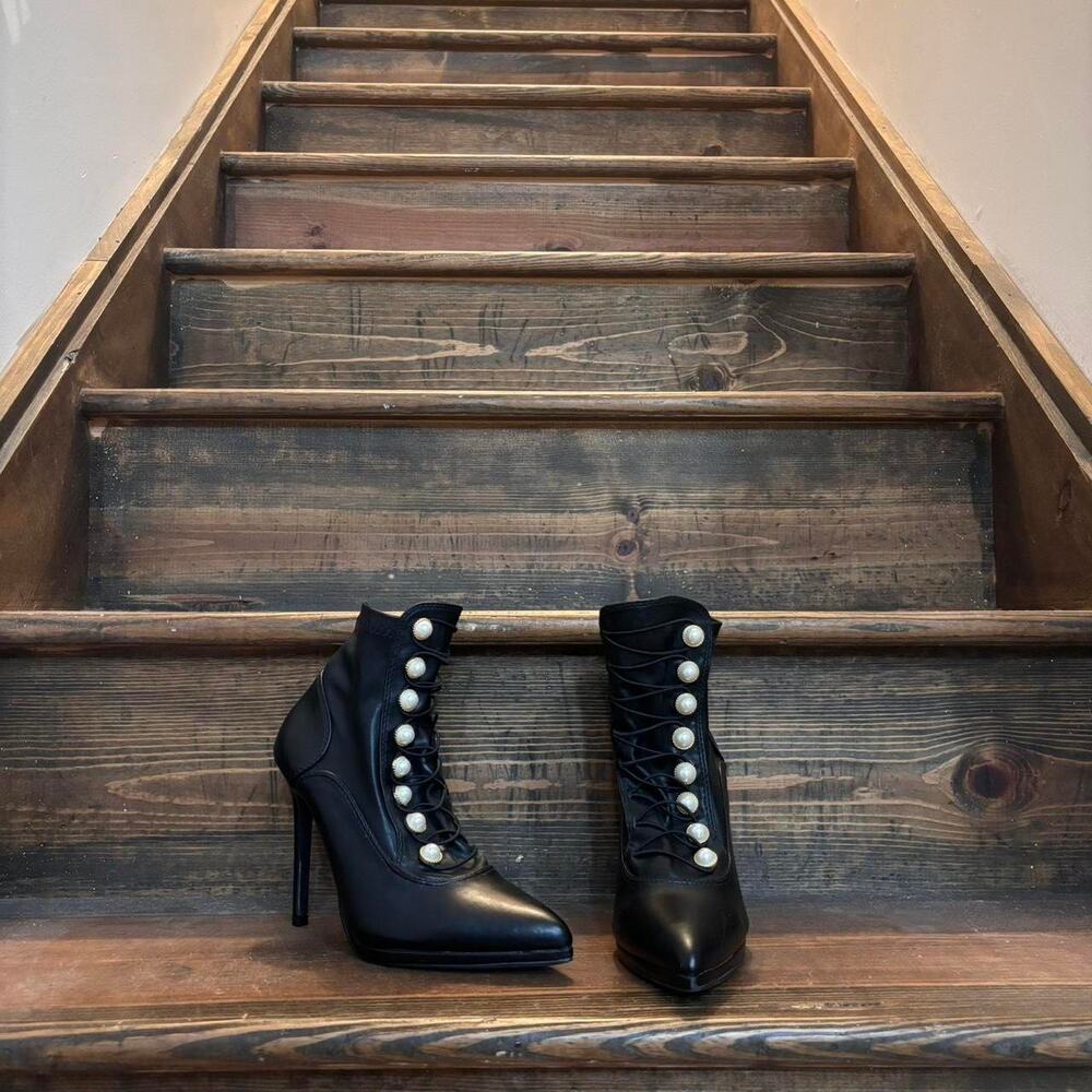 Women's Black and Cream Footwear